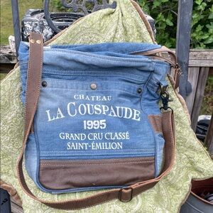 Myra bag in upcycled canvas denim and leather